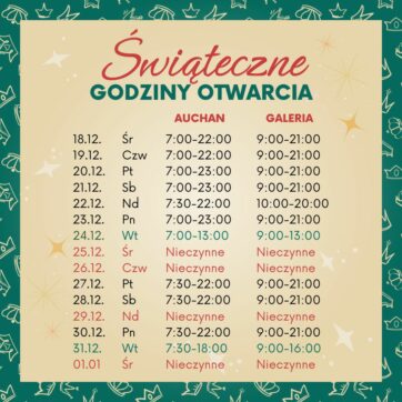Świąteczne godziny otwarcia